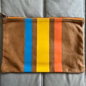 CLARE V STRIPED FLAT CLUTCH